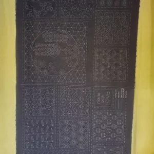 Panneau sashiko bleu motifs traditionnels