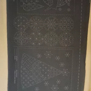 Panneau sashiko vert sapin motifs Noël
